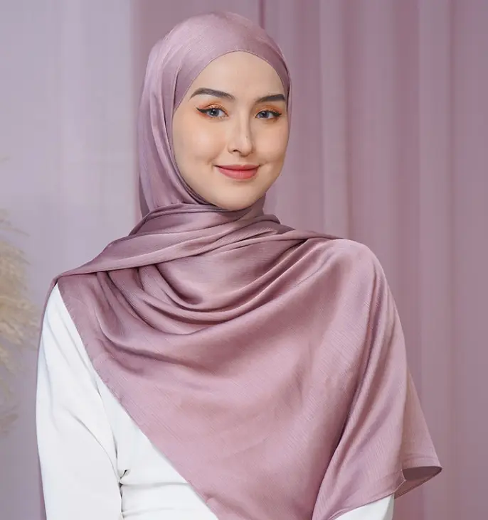 Women's Fashion Muslimah Shimmer Shawl Pleated Silk Tudung