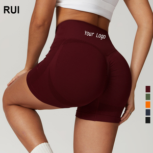 Short de gym OEM taille haute sans couture Fitness Running Gym Wear Crossover Waist Active Running Biker Shorts - Product Image 1
