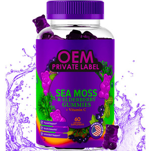 Private Label Adult Vegan Sea <strong>Moss</strong> Elderberry Gummy Candy Vitamin <strong>C</strong> Zinc Strength Immune Support Detox Energy Sleep Aid - Product Image 1