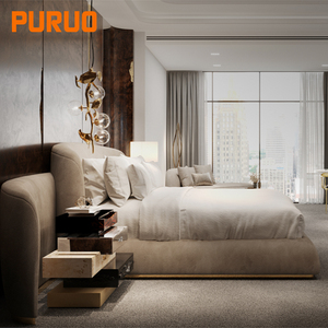 <span class=keywords><strong>Lit</strong></span> de Luxe Puruo, Design Italien, Taille King, avec Cadre en Bois Style Métal Doré, Tête de <span class=keywords><strong>Lit</strong></span> Moderne, Meuble de Style Doux - Product Image 4
