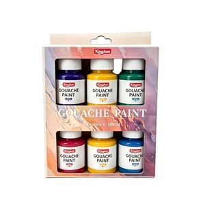 Ensemble de peinture <span class=keywords><strong>gouache</strong></span> en bouteille de 100 ml, 6 couleurs, pigments mats de grande capacité pour la pratique artistique, emballé dans une boîte de couleur - Product Image 1