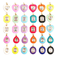 Bijoux à bricoler soi-même en cuivre plaqué or brillant zircon accessoires multi-style élégant multicolore goutte d'huile rectangulaire coeur goutte pendentif