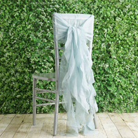 Cagoules à volants en saule bouclé rose blush Ceintures de chaise Chiavari pour chaise de mariage