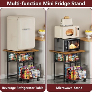 Support de réfrigérateur moderne et compact en fer robuste avec fonction de rangement pour four à micro-ondes de cuisine - Product Image 5