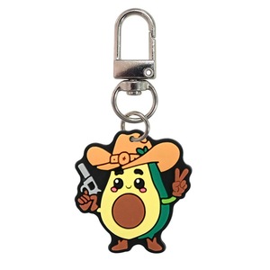 Porte-clés en PVC souple en forme d'avocat de dessin animé mignon avec mousqueton, pendentif de sac DIY, accessoires de clés décoratifs avec logo personnalisé, vente en gros - Product Image 5