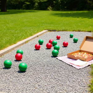 T-shirt à manches longues Pizza Party On The Bocce Court avec motif de boules de pétanque - Product Image 3