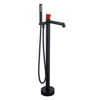 Robinet de baignoire sur pied en laiton massif gris anthracite, mitigeur eau chaude et froide pour baignoire et douche