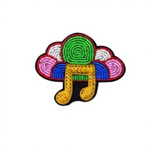 Insigne personnalisé de conception de musique brodée en soie Insignes nominatifs en feutre de tissu à coudre avec logo personnalisé Sacs techniques en émail Taille personnalisée - Product Image 1