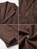 Anjie OEM ODM Blazer en daim pour femme orné de fleurs en cristal, veste de costume oversize marron foncé à marque privée, vente en gros