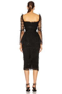 Vestido largo informal de gasa con <span class=keywords><strong>lentejuelas</strong></span> para <span class=keywords><strong>mujer</strong></span>, falda larga de gasa con cuello cuadrado y manga larga en color negro, estilo europeo y americano, 2022 - Product Image 5