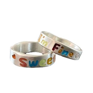 Bagues de couple colorées au design créatif pour femmes, bijoux simples et tendance, accessoires de mode - Product Image 5