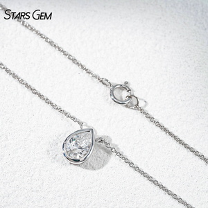Collar de Moda StarsGem con Colgante de Diamante Cultivado en Laboratorio, Corte Pera, Oro Sólido de 10K, 0.5CT, Engaste de Bisel, Bañado en Rodio - Product Image 4