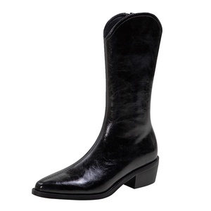 À la mode grande taille <span class=keywords><strong>Beige</strong></span> noir dames côté fermeture éclair <span class=keywords><strong>bottes</strong></span> gros bloc talon <span class=keywords><strong>mi</strong></span>-<span class=keywords><strong>mollet</strong></span> <span class=keywords><strong>bottes</strong></span> femmes chaussures - Product Image 1