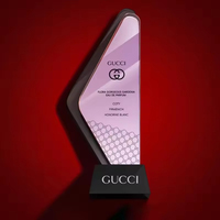 Plaque de récompense en verre cristal avec finition miroir rose, bleu, or, argent, personnalisable avec logo, pour prix honorifiques et souvenirs