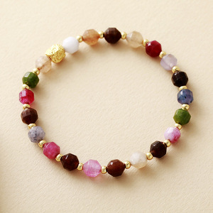 Bracelet élastique en pierre naturelle, design géométrique coloré, bijoux unisexes, cadeau - Product Image 2