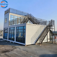 Maison conteneur préfabriquée WinFair Valfedel en verre, 4 chambres, 2 étages, spacieuse pour vivre, avec balcon