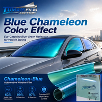 Film pour vitres de voiture Tuman Blue Chameleon, effet caméléon, protection UV, vision claire, film teinté PET en rouleau.