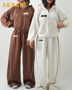 Completo da <span class=keywords><strong>Donna</strong></span> 2 Pezzi per Ragazze Alte, Nuovo <span class=keywords><strong>Stile</strong></span> 2026, Felpa con Zip e Pantaloni Larghi, Tuta Sportiva per Donne - Product Image 1