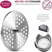 Seau à glace à double paroi de 3 litres avec couvercle et pince à glace, seau à glace isotherme en acier inoxydable
