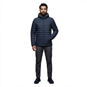 Chaqueta de Invierno para Hombre, Acolchada, con Relleno de Algodón, Negra, de Lona, Impermeable, Transpirable, Resistente al Viento, con Cuello Alto, Logotipo Personalizado, Directo de Fábrica - Product Image 1