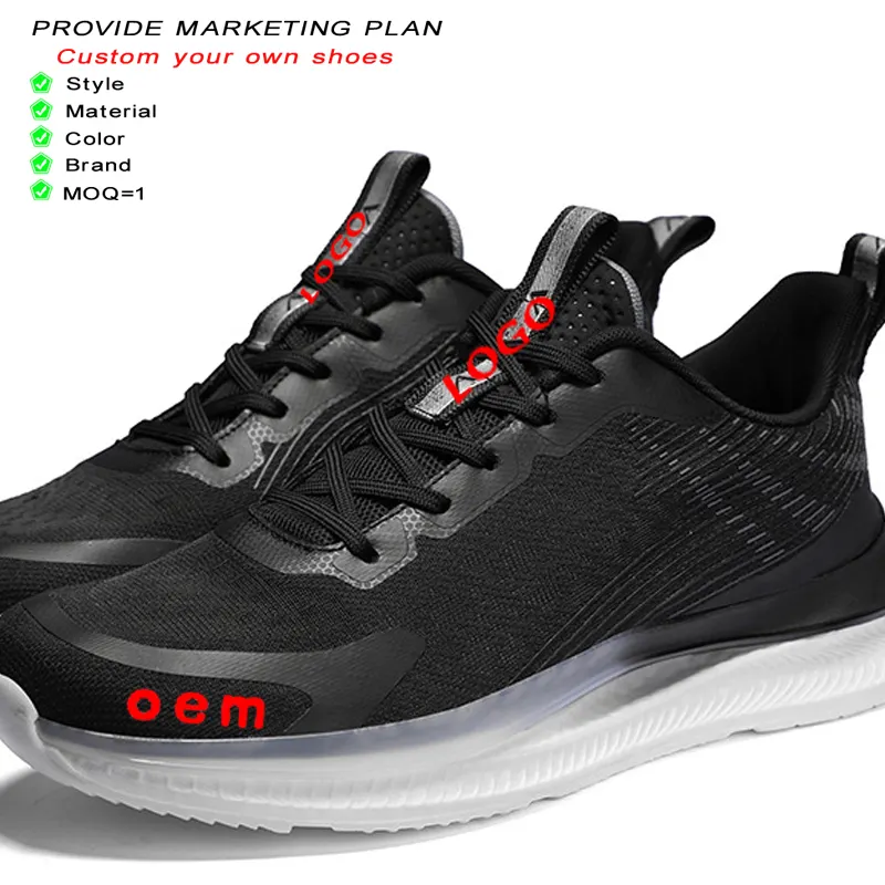 Oem Respirável Tricô Moda Tênis Casual Maratona Esporte Personalizado Mens Running Walking Shoes