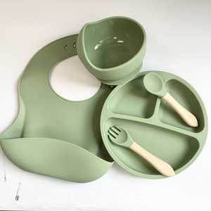 Gran oferta de 5 uds., juegos de cubiertos de alimentación para niños, Baberos para bebés, plato de ventosa, vajilla de silicona, juego de destete para bebés - Product Image 6