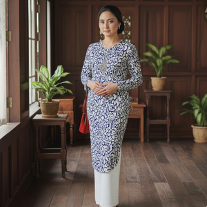 Robe de soirée modeste Kebaya en dentelle drapée à motif géométrique, écologique, vintage, en crêpe Cey infroissable, brodée, non tissée - Product Image 4