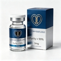 Ampoule de peptides avec étiquette en feuille d'argent, PET transparent, 3 ml, 5 ml, 10 ml, usage de recherche uniquement