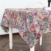 Nappe Jacquard Tissée à Motifs Floraux Personnalisable à Faible MOQ, Style Rétro pour Salon, Décoration de Table Basse/Salle à Manger, Polyester/Coton
