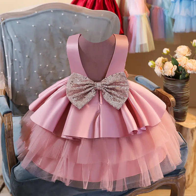 Kids Tulle Party Princess Dress Up Summer 1 Year Baby Girl Dresses For 1St Birthday