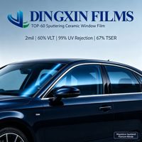 Film teinté pour vitres de voiture DINGXIN TOP-60 OEM, 2 mil, 60 % VLT, 99 % de rejet UV, 67 % d'énergie solaire totale rejetée