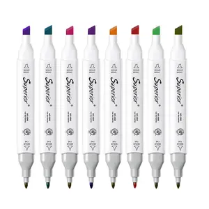 Superior de 214 colores japoneses de alta calidad de fibra de Punta alcohol dibujo marcador pluma dual consejos