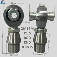 Kit d'extrémité de tige en acier allié Caracing XM16M, tige M16x1.5, diamètre intérieur 12mm, entièrement fileté, filetage gauche, certifié ISO 9001, haute précision