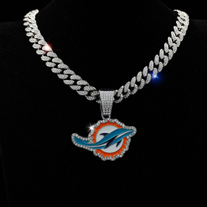 DALLAS COWBOYS GEM COLLAR Bling Hip Hop <span class=keywords><strong>NFL</strong></span> Fútbol Colgante Full Rhinestone Blue Star Collar Regalos Joyería - Product Image 3
