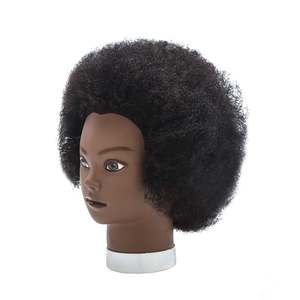 Maniquí de Cosmetología Económico Cabeza de Muñeca para Práctica de Peluquería Afro con Cabello 100% Humano Afroamericano para Trenzar - Product Image 3