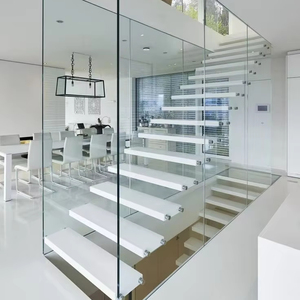 <span class=keywords><strong>Escalier</strong></span> flottant droit en <span class=keywords><strong>bois</strong></span> de chêne <span class=keywords><strong>moderne</strong></span> avec éclairage LED, <span class=keywords><strong>escalier</strong></span> en métal personnalisé - Product Image 2