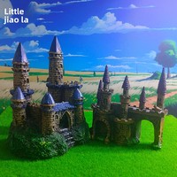 Nouvelles décorations écologiques en résine pour aquarium de bureau, ornements paysagers de château miniature de style européen antique pour aquarium