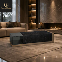 Tables basses en marbre noir nordique de luxe en gros, ensemble de meubles modernes pour salon
