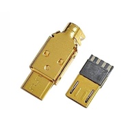 Conector Micro USB Tipo B Macho, Carcasa de Cobre/Acero Inoxidable, Corriente Nominal de 1A, Voltaje de 30V, Múltiples Especificaciones, Soldadura