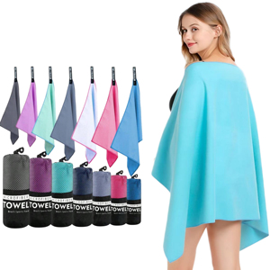 Ensemble de serviettes de bain en microfibre de polyester et nylon à séchage rapide, couleur unie, personnalisable pour adultes - Product Image 1