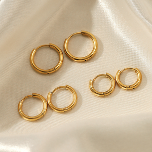 Pendientes de Aro Pequeños de Acero Inoxidable con Baño de Oro de 18K para Mujer, Joyería de Moda Personalizada, Sin Deslustre, Venta al por Mayor - Product Image 2