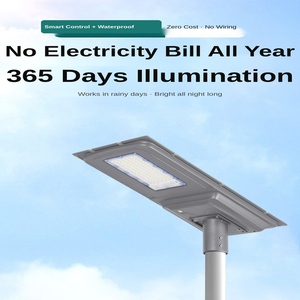 Aluminum <b>LED</b> Solar Street <b>Light</b> 5000K IP65 Waterproof Integrated <b>Motion</b> <b>Sensor</b> Outdoor Lighting 300W - Product Image 1