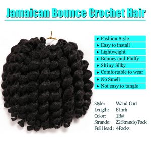 <span class=keywords><strong>Cheveux</strong></span> bouclés torsadés au crochet Jamaican Bounce Spring Twist 8 pouces, lot de 4 paquets, 22 racines, Jumpy Wand, pour femmes noires, Chine - Product Image 1