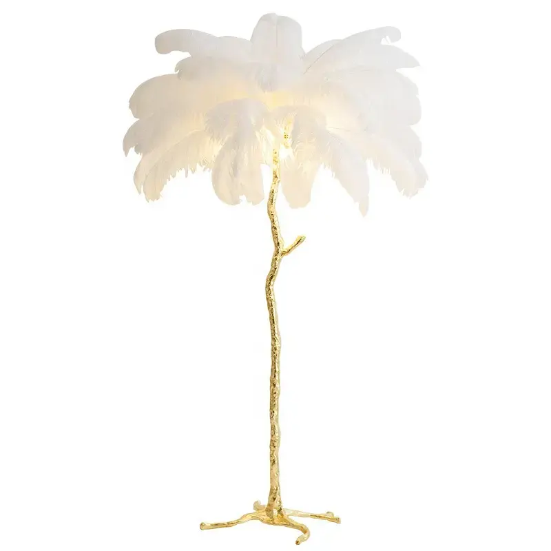 ECOJAS Home Decoration Modern Tree Standard Lights Feather Floor Lamp For Hotel For Living Room