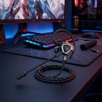 Earphone Gaming Tembaga Bebas Oksigen, Headset In-Ear Latensi Rendah HD Dual Mic untuk Game Mobile