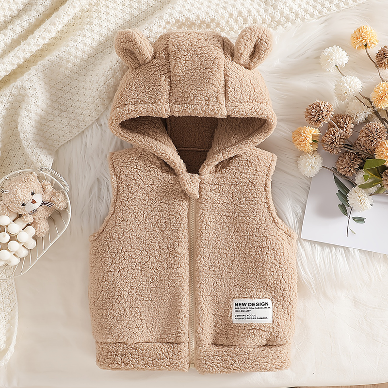 Girls Autumn Hooded Vest with Thickened