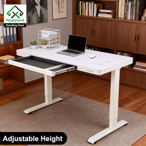 Bàn làm việc đứng điện hiện đại với mặt bàn gỗ, điều chỉnh độ cao bằng mô tơ kép, thiết kế công thái học, dành cho văn phòng nhà, có ngăn kéo - Product Image 1