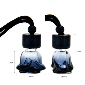 Venta al por mayor 8ml ambientador difusor vacío esmerilado negro coche colgante botella de perfume con tapa de madera - Product Image 2