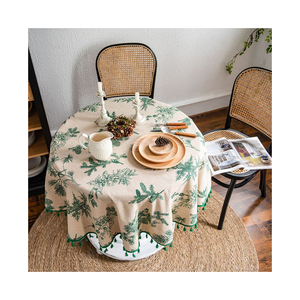 Jacquard Tablecloth <b>Napkin</b> Cloth Natural Linen with Rustic Texture Print Crocheted for Dining Room - Product Image 1