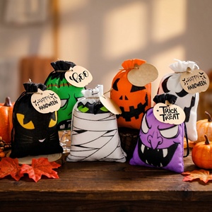 Bolsas de Regalo al por Mayor para Halloween con Diseños de Calabaza y Calavera, Cierre con Cordón, 7x5 Pulgadas, Bolsas para Dulces y Recuerdos de Fiesta - Product Image 1